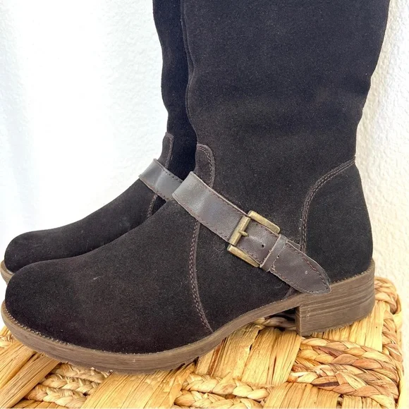 Spring Step Women’s Genuine Leather Dark Brown Suede Tall Boot Vegan Fur Sz. 38 - Picture 2 of 14